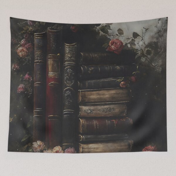 Item preview, Magic Books Stack Dark Academia Gothic Rose Art designed and sold by DarkHolyQueen.