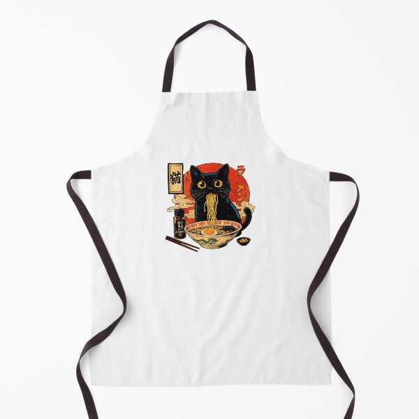 Item preview, Funny Black Cat Eating Japanese Ramen Noodle Soup Ukiyo-e Style designed and sold by Vermanartist.