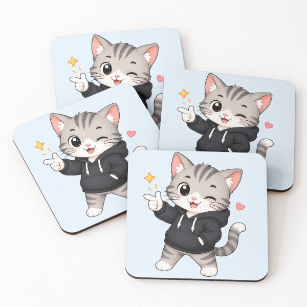 Item preview, Cute Kawaii Tabby Cat Wearing Hoodie designed and sold by Seculinator.