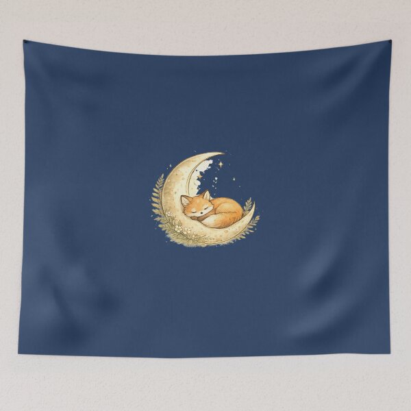 Item preview, Sleeping Fox Crescent Moon Cottagecore designed and sold by MagicMakerPh⭐⭐⭐⭐⭐.