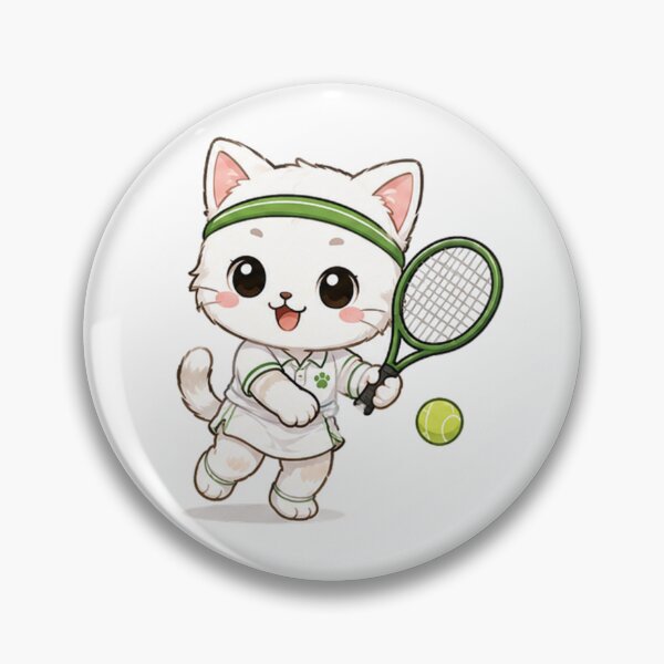 Item preview, Cute White Cat Playing Tennis designed and sold by  Cat Lady.