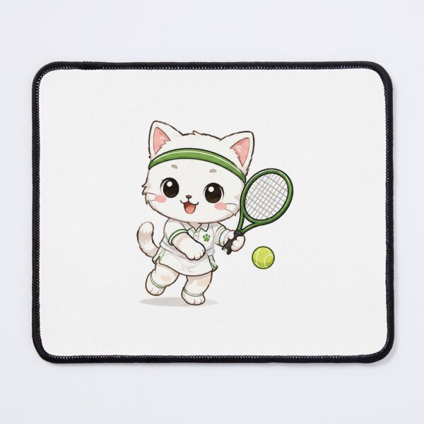 Item preview, Cute White Cat Playing Tennis designed and sold by  Cat Lady.