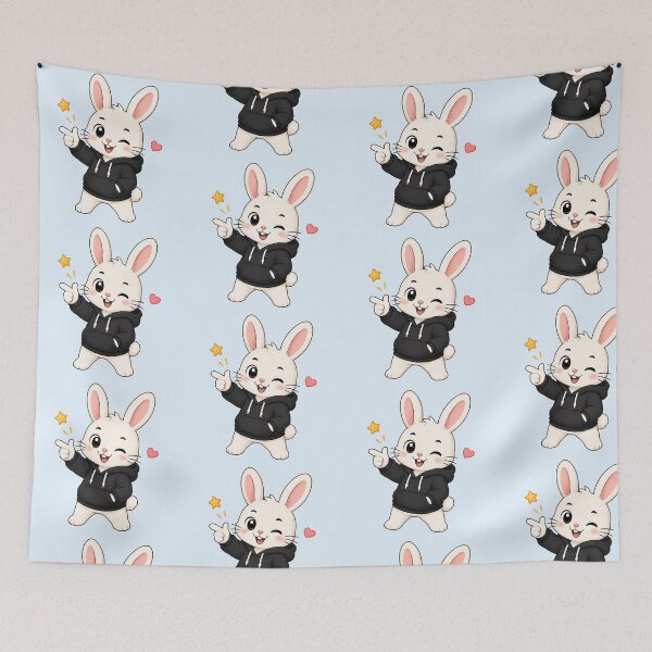 Item preview, Cute Kawaii Bunny Rabbit Wearing Hoodie designed and sold by Seculinator.