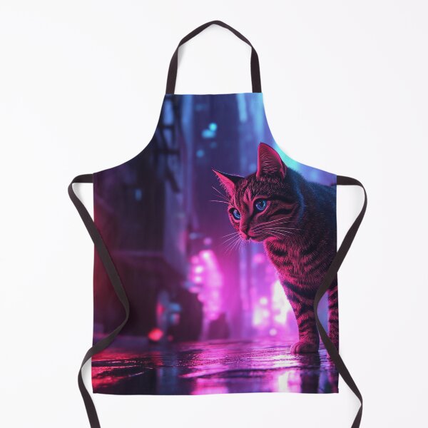 Item preview, Cyberpunk Neon Cat Glowing Pink Purple Futuristic City Vibes designed and sold by Drissakembili.