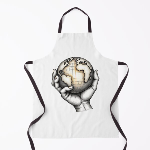Item preview, Vintage Style Hands Holding Earth Globe Pencil Sketch World Map Design designed and sold by SpatialPost.