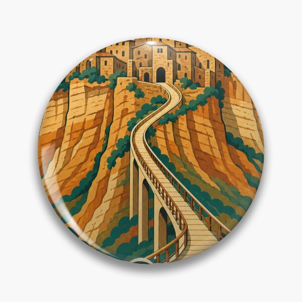 Item preview, Civita di Bagnoregio Italy Travel Souvenir - Retro Illustration designed and sold by VisualArtsOasis.