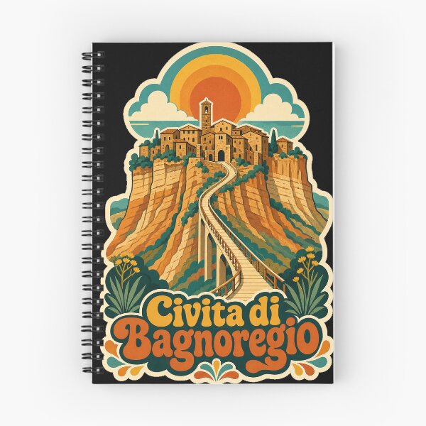Item preview, Civita di Bagnoregio Italy Travel Souvenir - Retro Illustration designed and sold by VisualArtsOasis.