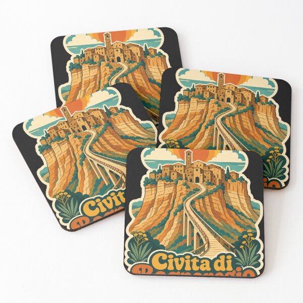 Item preview, Civita di Bagnoregio Italy Travel Souvenir - Retro Illustration designed and sold by VisualArtsOasis.