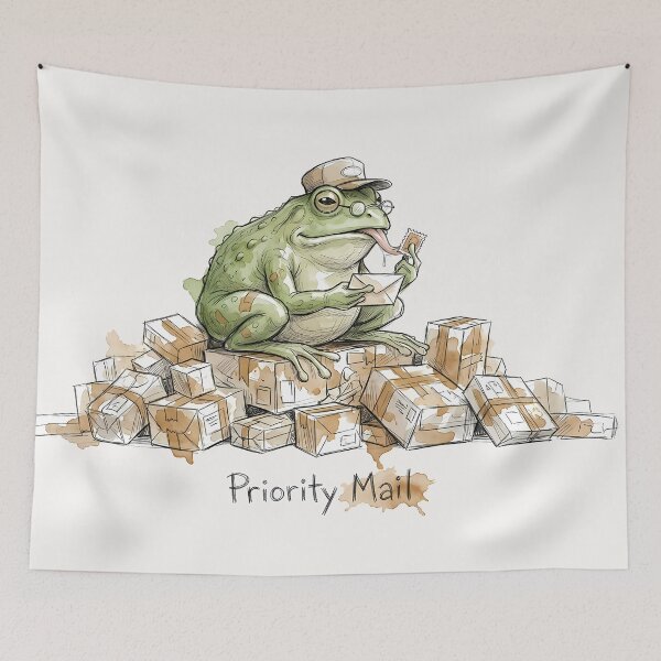 Item preview, Priority Mail: Funny Frog Postman Illustration designed and sold by SoulPT.