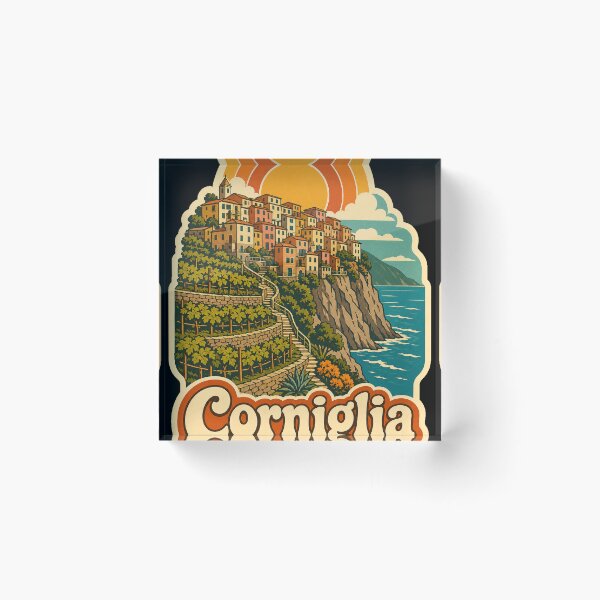 Item preview, Corniglia Italy Travel Souvenir - Retro Illustration designed and sold by VisualArtsOasis.