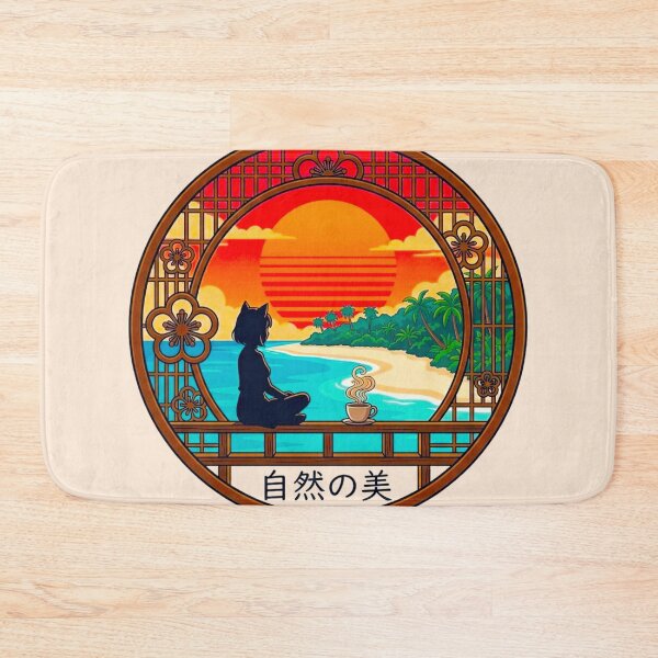 Item preview, Anime  yoga Girl Watching Tropical Island Sunset designed and sold by BLUESKY11a.