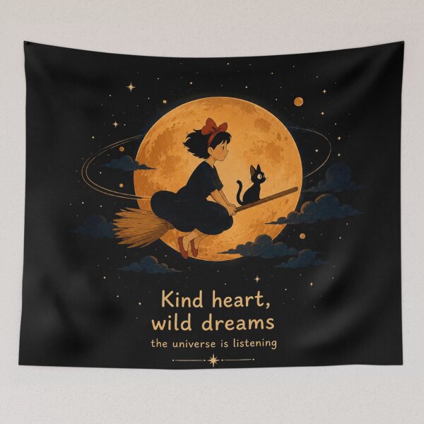 Item preview, Moonlit Magic Ride with Black Cat | Cozy Fantasy Witchcore Dream Aesthetic designed and sold by AbstractAuraArt.