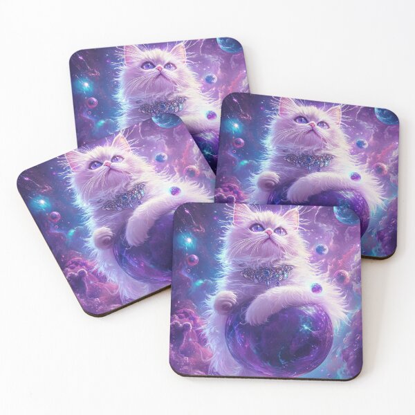 Item preview, Dreamy Purple Galaxy Cat Among Stars and Planets Celestial Art designed and sold by Drissakembili.