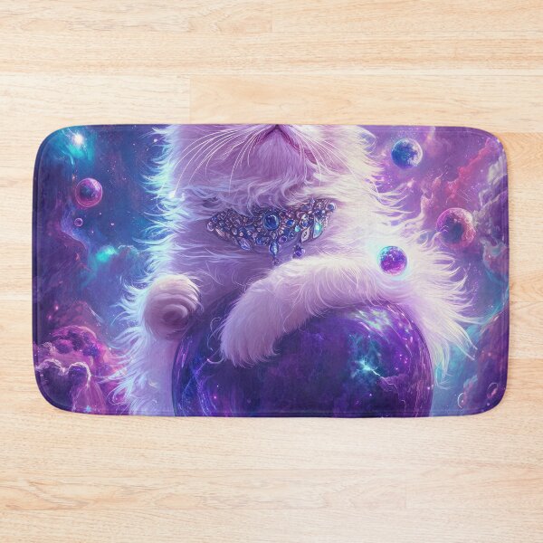 Item preview, Dreamy Purple Galaxy Cat Among Stars and Planets Celestial Art designed and sold by Drissakembili.