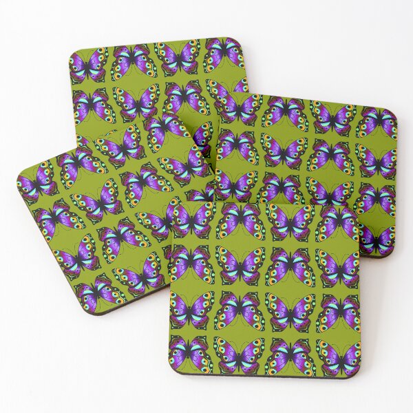 Item preview, Elegant Colorful Butterfly Pattern on Olive Green Background designed and sold by DreamsArtwear.