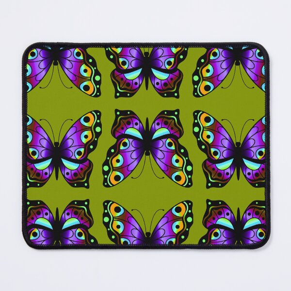 Item preview, Elegant Colorful Butterfly Pattern on Olive Green Background designed and sold by DreamsArtwear.