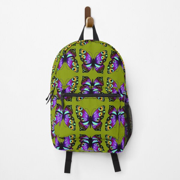 Item preview, Elegant Colorful Butterfly Pattern on Olive Green Background designed and sold by DreamsArtwear.