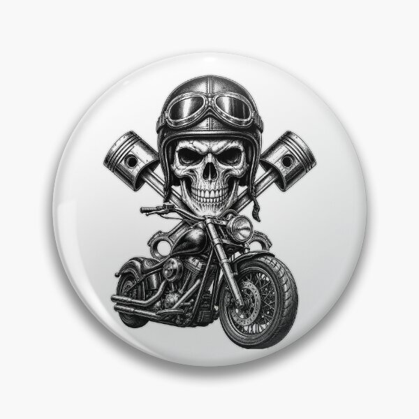 Item preview, Biker Skull Motorcycle Engine Pistons T-Shirt Design designed and sold by Inky Atlas.