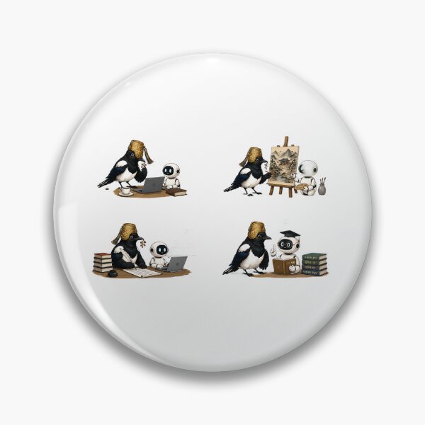Item preview, AI Age Noble Chorangi Magpie Sticker Set | Funny Korean Folk Tech Satire designed and sold by K-Tradition.