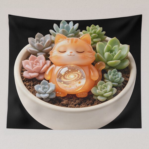 Item preview, Emerald Cat - Succulent Garden: The Starry Plant Napper designed and sold by ABYSSLAB.
