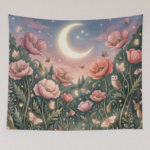 Item preview,  Moonlit Meadow of Poppies designed and sold by ASTRAL ART LAB.