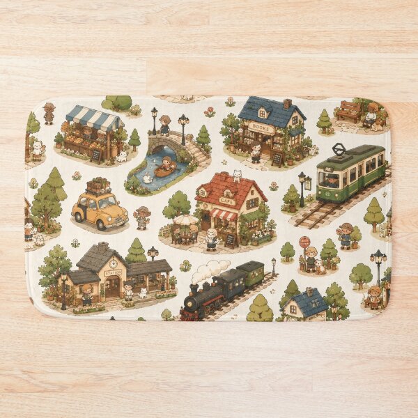 Item preview, Cozy Isometric Town Storybook Pattern designed and sold by 0606PM.