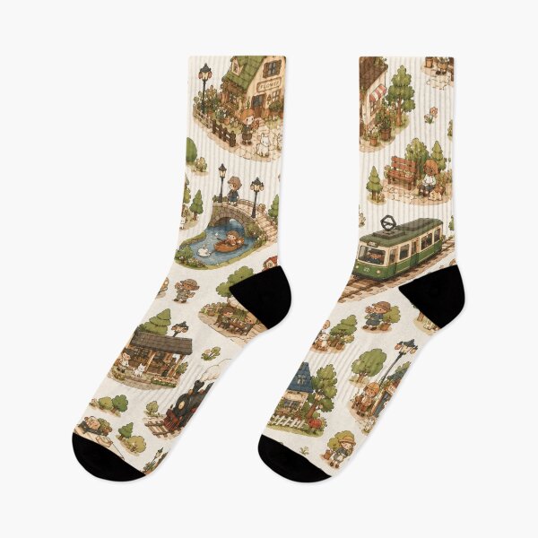 Item preview, Cozy Isometric Town Storybook Pattern designed and sold by 0606PM.