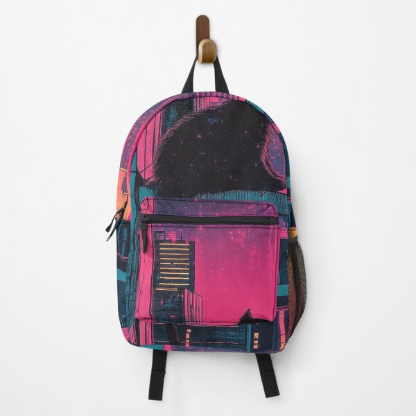 Item preview, Retro Synthwave Cat Silhouette Against Neon Sunset Vaporwave City designed and sold by Drissakembili.