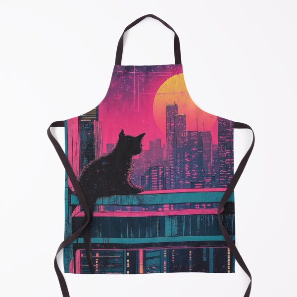 Item preview, Retro Synthwave Cat Silhouette Against Neon Sunset Vaporwave City designed and sold by Drissakembili.