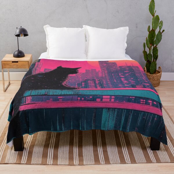 Item preview, Retro Synthwave Cat Silhouette Against Neon Sunset Vaporwave City designed and sold by Drissakembili.