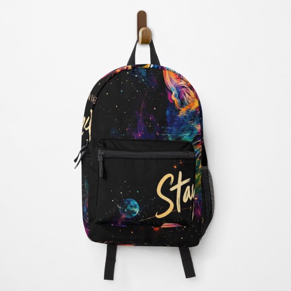 Item preview, Colorful Cosmic Cat Art – Stay Curious Black Cat Galaxy Watercolor Design designed and sold by AbstractAuraArt.