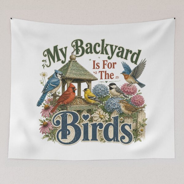Item preview, My Backyard Is For The Birds – Vintage Backyard Birdwatching Design designed and sold by MJ-by-Dharan.