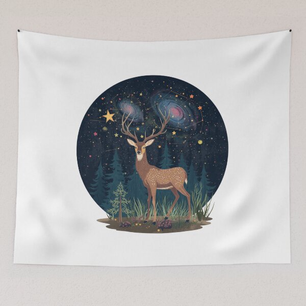 Item preview, The Deer with Galaxies in Its Antlers designed and sold by catcurio.