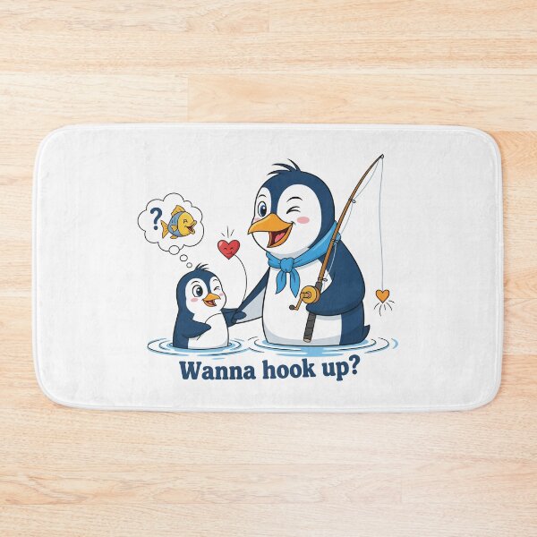 Item preview, Wanna Hook Up? Funny Penguin Fishing designed and sold by Amir Faysal.
