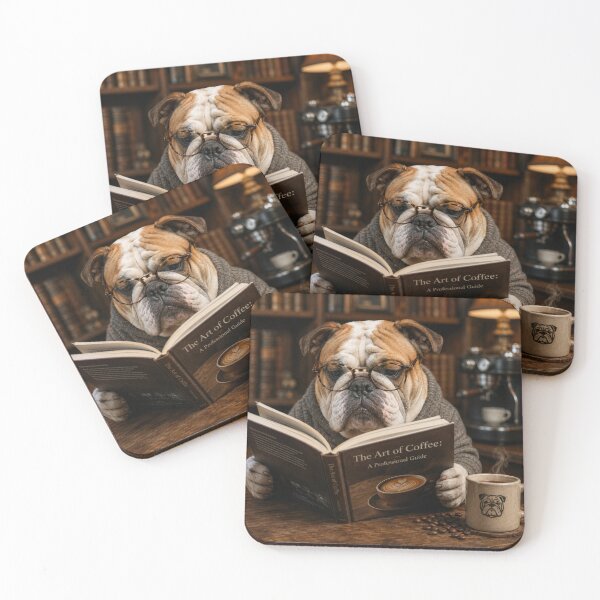 Item preview, Bulldog Coffee Scholar Reading in Cozy Library designed and sold by Niles Wild.