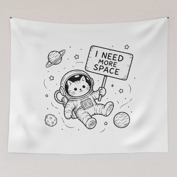 Item preview, I Need More Space Funny Cat Astronaut designed and sold by HandicraftArt.