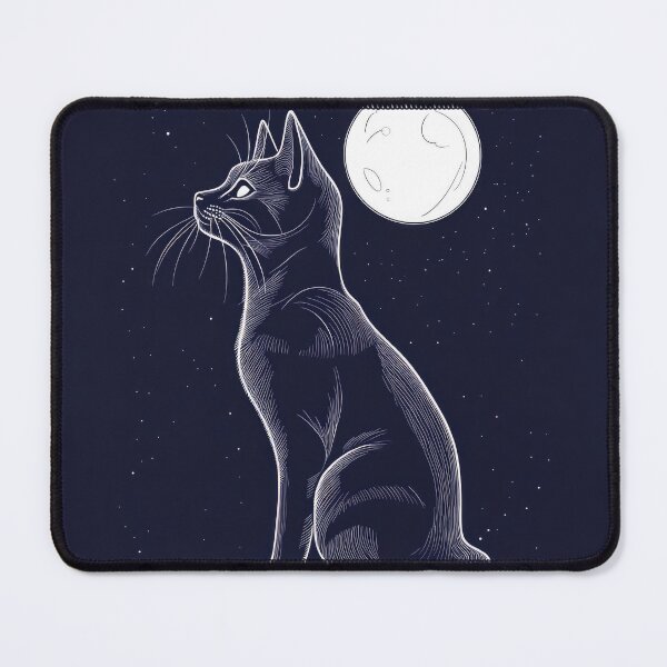 Item preview, Minimalist Line Art Cat Gazing at Full Moon Night Sky Simple designed and sold by Drissakembili.