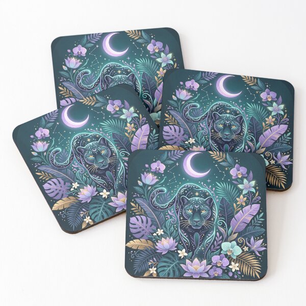Item preview,  Panther Among Moonlit Flowers designed and sold by ASTRAL ART LAB.