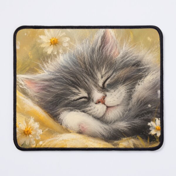 Item preview, Sleeping Kitten Wall Art | Cute Cat Painting for Animal Lovers | Cozy Pet Illustration designed and sold by AbstractAuraArt.