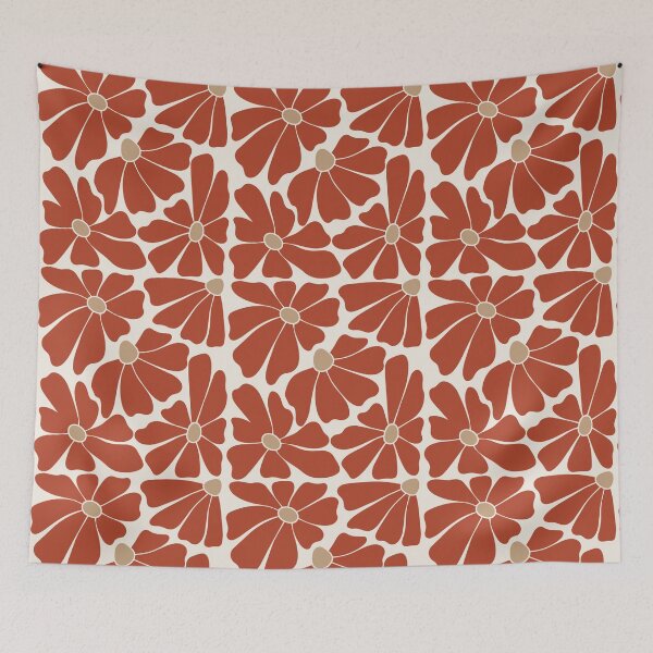Item preview, Terracotta Retro Floral Pattern designed and sold by imaniko.