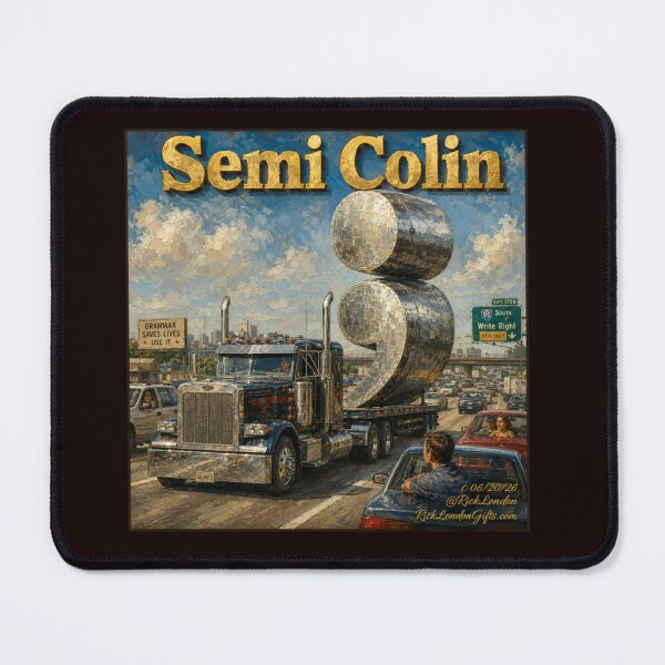 Item preview, Semi Colin Funny Semicolon Truck Cartoon designed and sold by Rick London Gifts.