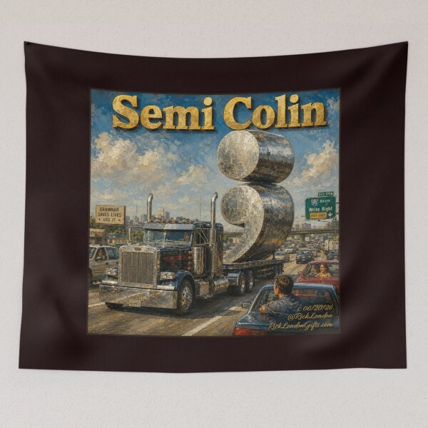 Item preview, Semi Colin Funny Semicolon Truck Cartoon designed and sold by Rick London Gifts.