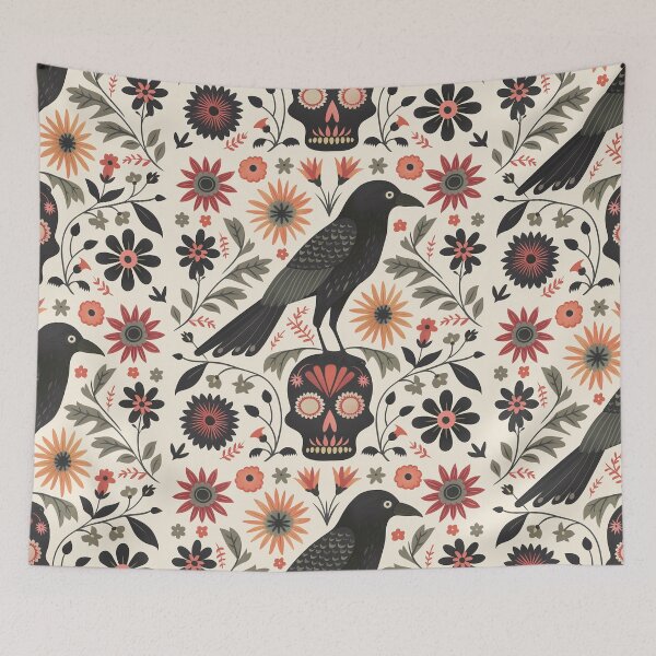 Item preview, Scandinavian Folk Art, Raven Standing On a Skull designed and sold by xiao xuans.