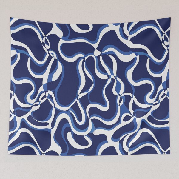Item preview, Navy Organic Wave Pattern designed and sold by imaniko.
