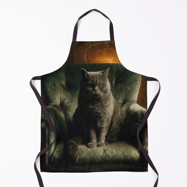 Item preview, Distinguished Gray Cat on Vintage Armchair Dramatic Portrait Art designed and sold by Drissakembili.