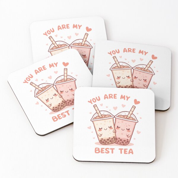 Item preview, You Are My Best Tea – Cute Kawaii Blushing Boba Cups Pun Bubble Tea Friendship Gift Design designed and sold by KhadijaBatool38.