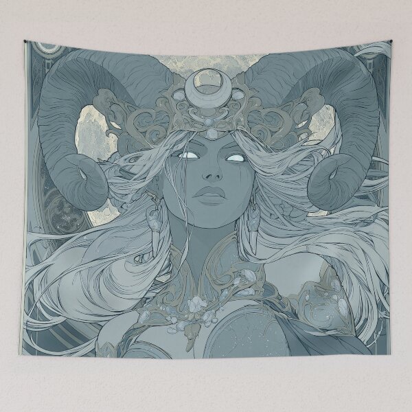 Item preview, Celestial Moon Goddess Fantasy Portrait designed and sold by MythicMood.