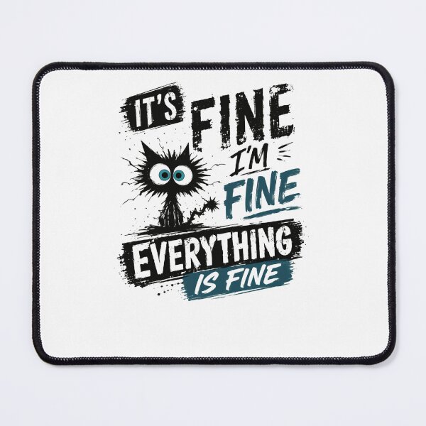 Item preview, It's Fine I'm Fine Everything Is Fine Cat Humor Funny Pet Lover Sarcasm designed and sold by HumansStuck12.