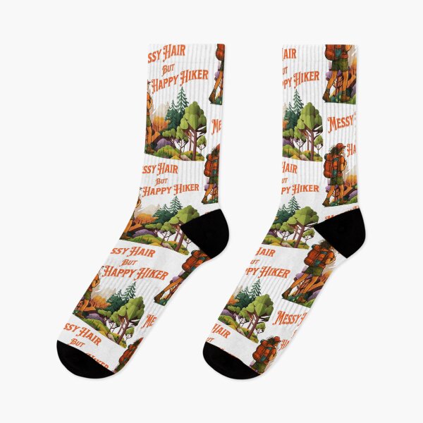 Item preview, Messy Hair But Happy Hiker Female Hiking designed and sold by PrintSparkDesigns.