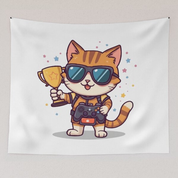 Item preview, Cat Powered Gaming Sticker designed and sold by Stylestickers55.
